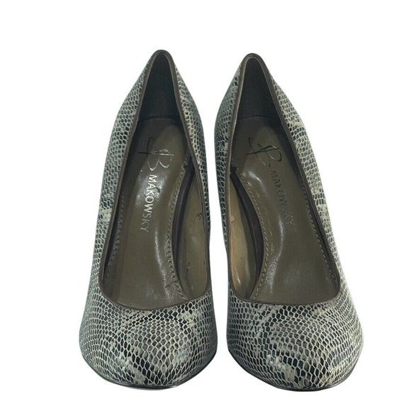 B MARKOWSKY Shoes Snake Print Heels Taupe Size 6 Women's - Picture 2 of 11